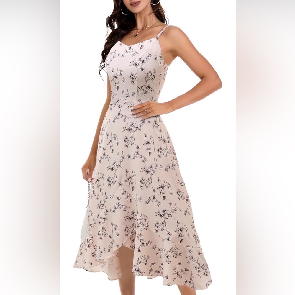 Women's Cream Floral A-Line Dress